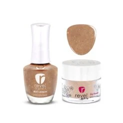 D833 Dune Dust Gold Flake Polish + Dip Powder Set -Revel Nail Store combo sets d833 dune dust gold flake polish dip powder set 35745211449542