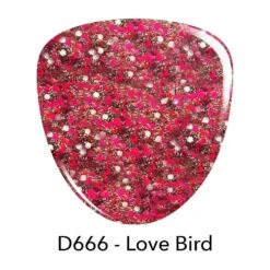 D666 Love Bird Red Glitter Dip Powder -Revel Nail Store d666 love bird 34824400994502