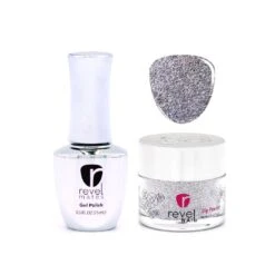 D167 Phoebe Silver Glitter Gel Polish + Dip Powder Set