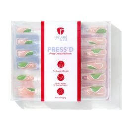 Groovy Greens | Gloss Long Coffin Press-On Nails -Revel Nail Store press ons groovy greens gloss long coffin press on nails 35340579471558