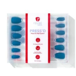 Steelin' Blue | Matte Medium Coffin Press-On Nails -Revel Nail Store press ons steelin blue matte medium coffin press on nails 35340806521030
