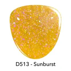 D513 Sunburst Yellow Flake Dip Powder -Revel Nail Store revel nail dip powder d513 sunburst 30077046161606