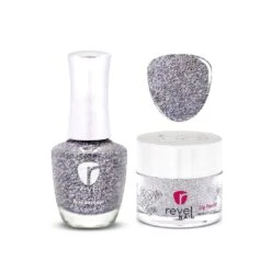 D167 Phoebe Silver Glitter Nail Polish + Dip Powder Set