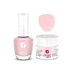 D77 Bubbly Pink Shimmer Nail Polish + Dip Powder Set